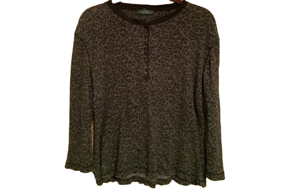 LRL~RALPH LAUREN~LEOPARD BLOUSE~LG